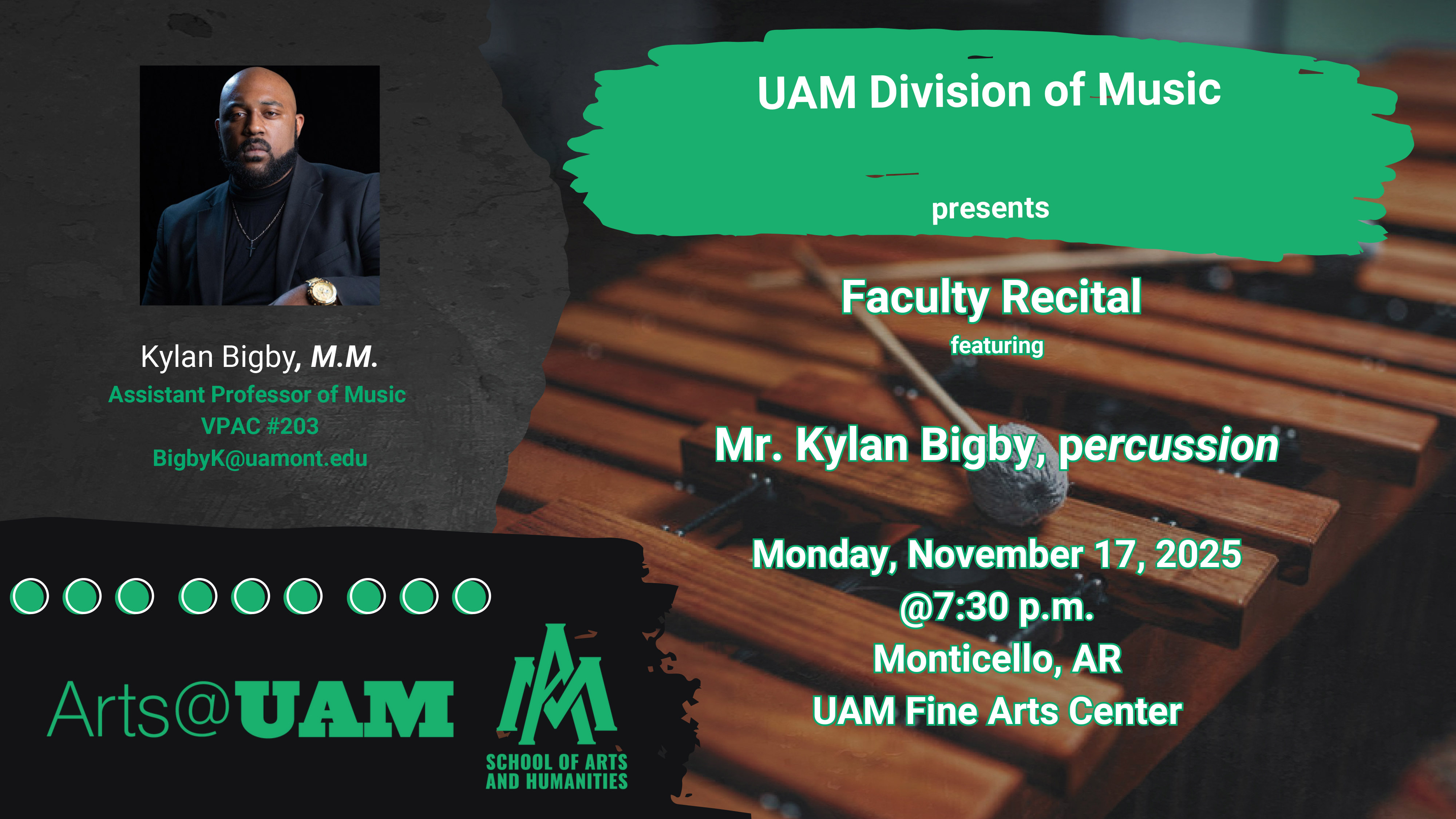 Fall 2025 UAM Faculty Recital featuring Kylan Bigby