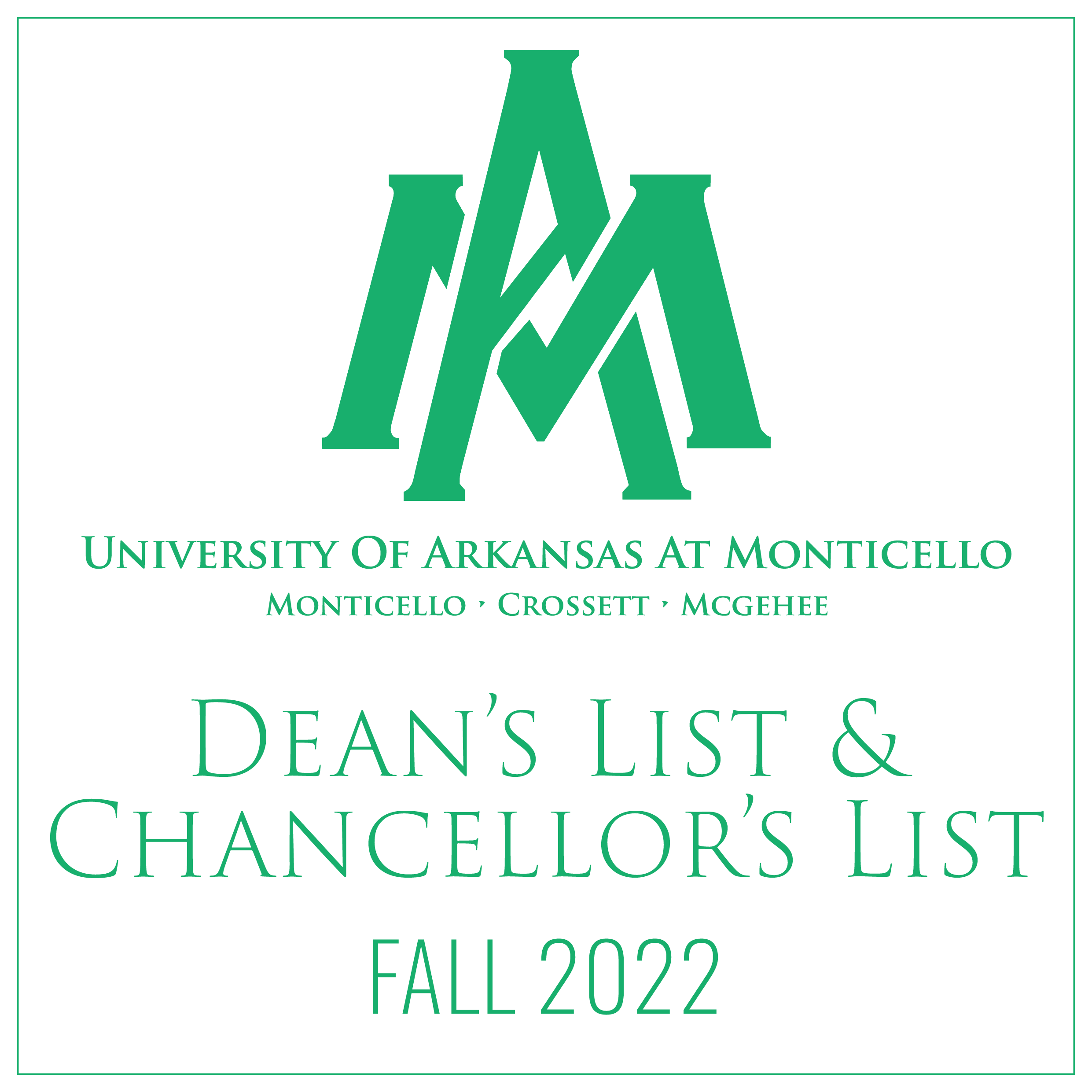 UAM Dean's and Chancellor's List - Fall 2022