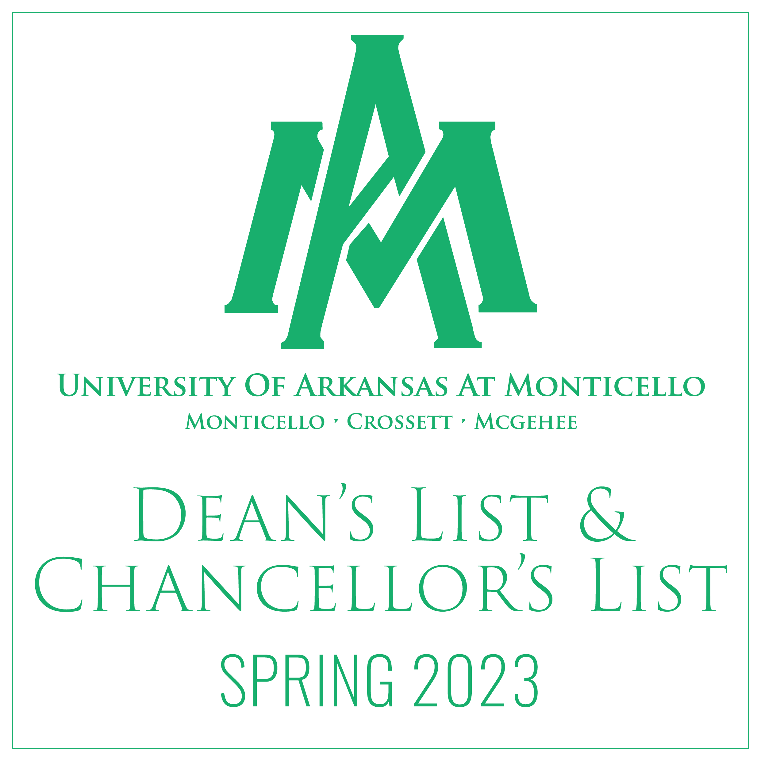 UAM Dean's and Chancellor's List - Spring 2023 